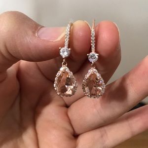 Rose gold diamond and pink stone earrings